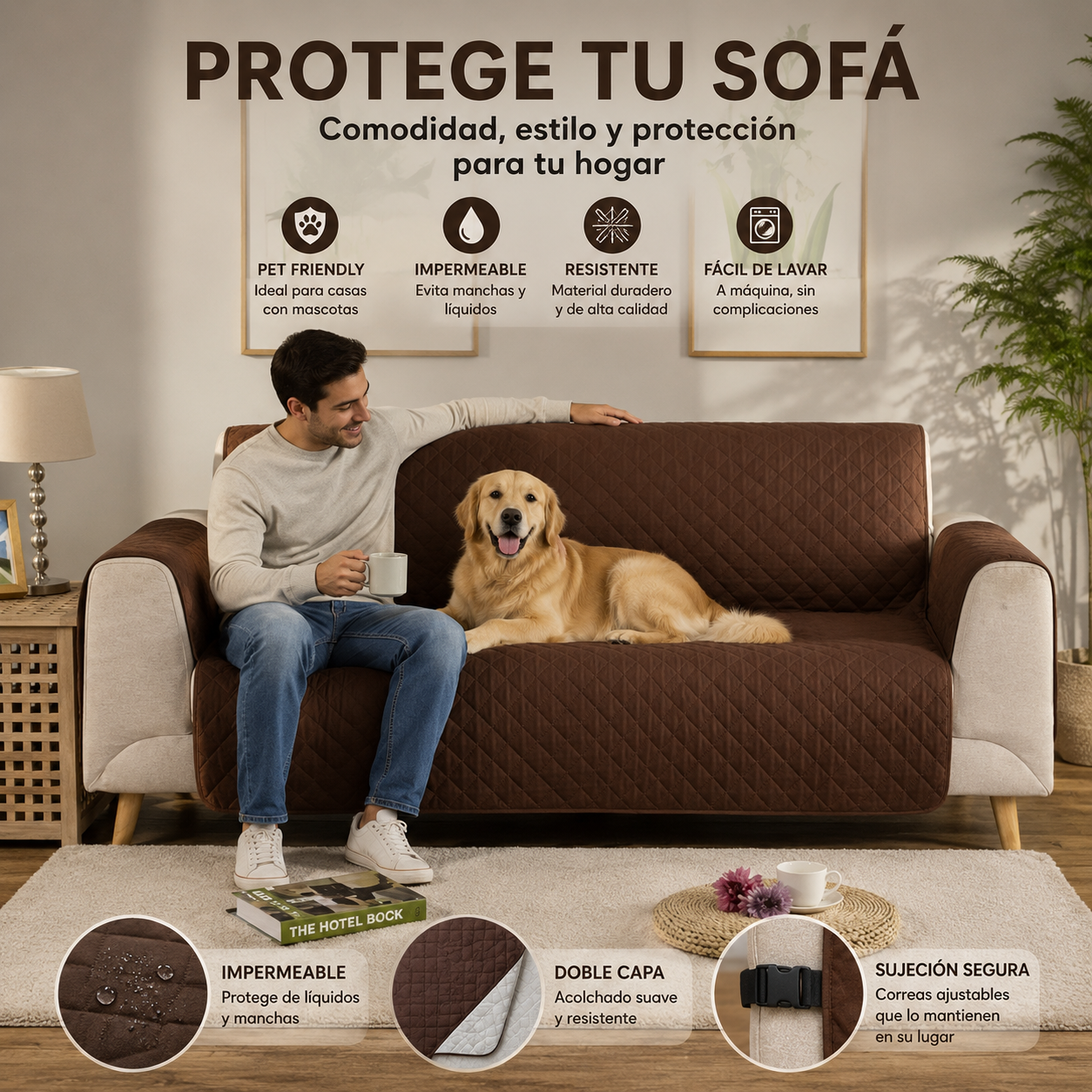 Funda x3 de Microfibra Sofá Ancha